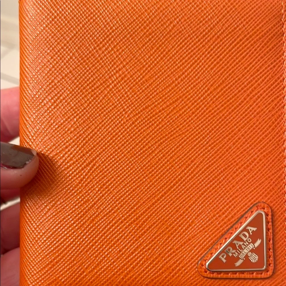 Prada Textured Orange Wallet